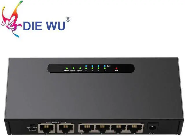 Alt view image 3 of 7 - 4+2 Port POE switch 10/100Mbps Full/Half Duplex VLAN Network Ethernet Switch af/at for IP POE CCTV Camera