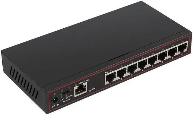Alt view image 3 of 6 - 9 Port Fast Ethernet Switch 8 ports 100M +1 ports 1G switch VLAN Support Network switch