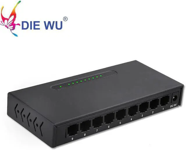 Alt view image 2 of 7 - Network switch 9 ports RJ45 10/100Mbps Fast Ethernet switch with 1m buffer Full-Duplex & Half-Duplex