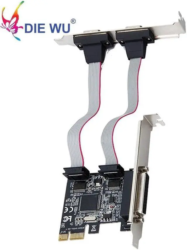 Alt view image 3 of 8 - PCI-E to 2 DB9 RS232 Serial Ports + 1 DB25 Parallel LPT Port Adapter Card for Desktops Computer Components for ASIX TXB070