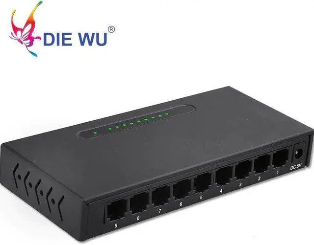 Alt view image 5 of 7 - Network switch 9 ports RJ45 10/100Mbps Fast Ethernet switch with 1m buffer Full-Duplex & Half-Duplex