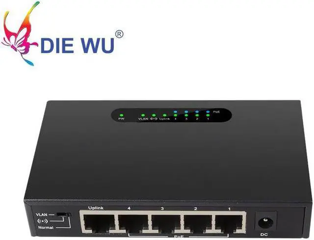 Main image of 5 Port 10/100Mpbs POE Switch 4 POE Port and 1 Uplink Ethernet Support Extend 250m 52V network switch