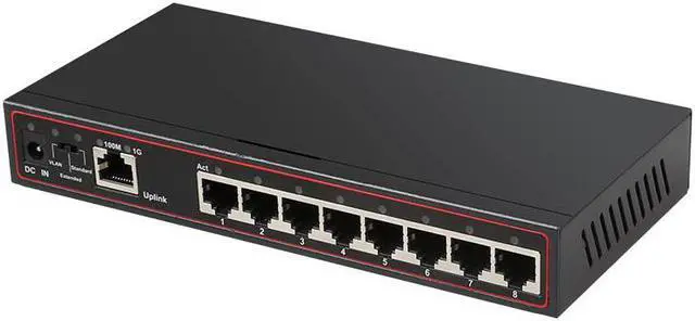 Alt view image 2 of 6 - 9 Port Fast Ethernet Switch 8 ports 100M +1 ports 1G switch VLAN Support Network switch