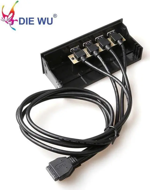 Alt view image 3 of 5 - 4 USB3.0 hub computer front panel 20 Pin Connector Adapter Bracket cable for PC Motherboard cable lenth 60cm