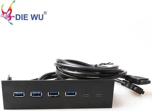 Main image of 4 USB3.0 hub computer front panel 20 Pin Connector Adapter Bracket cable for PC Motherboard cable lenth 60cm