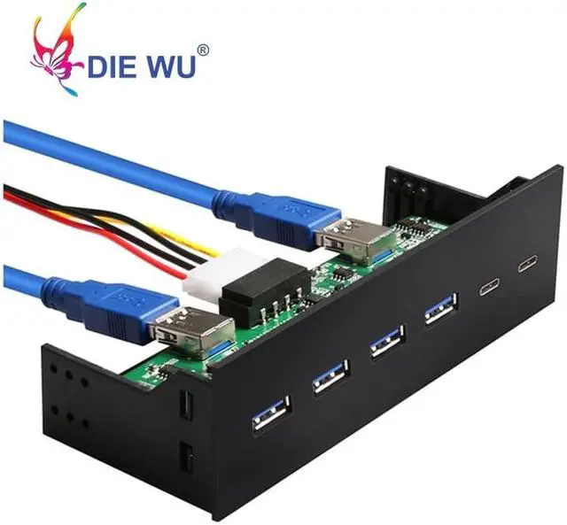 Alt view image 5 of 7 - 4 Ports USB3.0+2 Ports USB3.1 Type C Desktop Front Panel Computer Drives Expansion card Computer Accessories