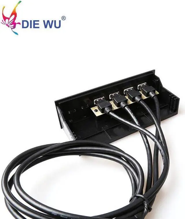 Alt view image 5 of 5 - 4 USB3.0 hub computer front panel 20 Pin Connector Adapter Bracket cable for PC Motherboard cable lenth 60cm
