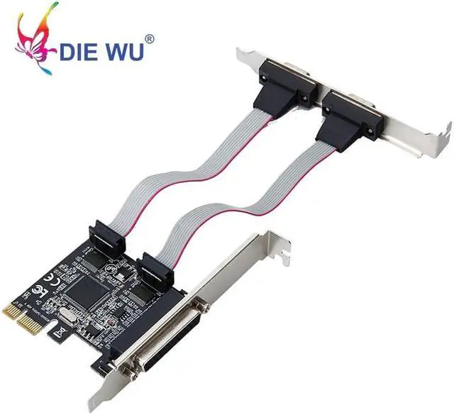Alt view image 6 of 8 - PCI-E to 2 DB9 RS232 Serial Ports + 1 DB25 Parallel LPT Port Adapter Card for Desktops Computer Components for ASIX TXB070
