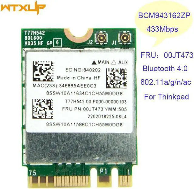 Main image of WiFi Network card FRU 00JT473 Combo BCM943162ZP Dual Band 802.11ac BT4.0 WLAN WIFI Adapter for Lenovo Thinkpad E450 E550 Combo c