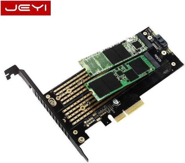 Alt view image 3 of 6 - SK6 Server M.2 NVMe SSD NGFF TO PCIE X4 adapter M Key B Key dual add on card Suppor PCI Express3.0 2230-22110 All Size m.2