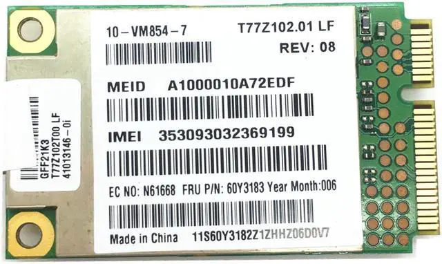 Alt view image 2 of 4 - 3G Wireless WWAN Card HSDPA EDGE EVDO CDMA for Gobi2000 3G Wifi WWAN Card 60Y3183/60Y3263 for T410 T510 X201
