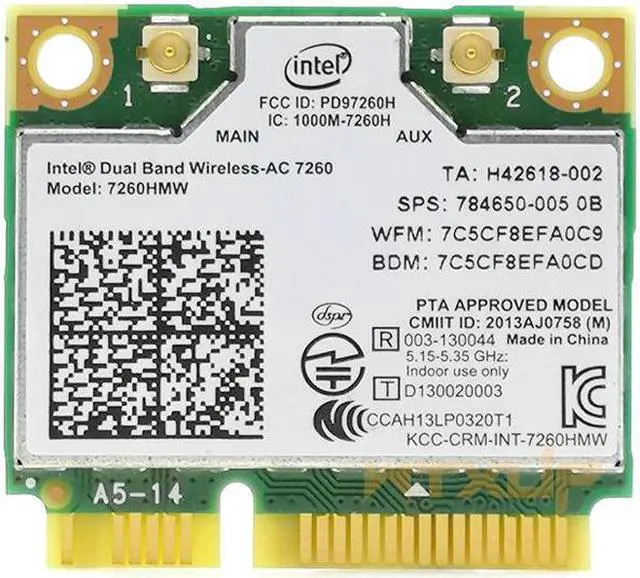 Main image of 802.11ac for Intel Wireless-AC 7260 7260HMW wifi+BT 4.0 Bluetooth adapter mini PCI-E 867Mbps 7260AC 2x2 WiFi Wlan card