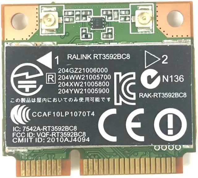 Alt view image 2 of 3 - RALINK Rt3592 rt3592bc8 Dual band 300Mbps Wifi half Mini PCI-E Wireless-N Card SPS: 630813-001 For hp 4230s 4430s 4530s 4730s