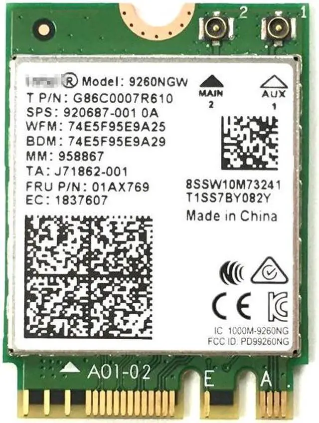 Main image of Dual Band Wireless-AC 9260 For Intel 9260NGW NGFF 802.11ac MU-MIMO 1730Mbps 1.73Gbps WiFi + Bluetooth 5.0 Card Fit Windows 10
