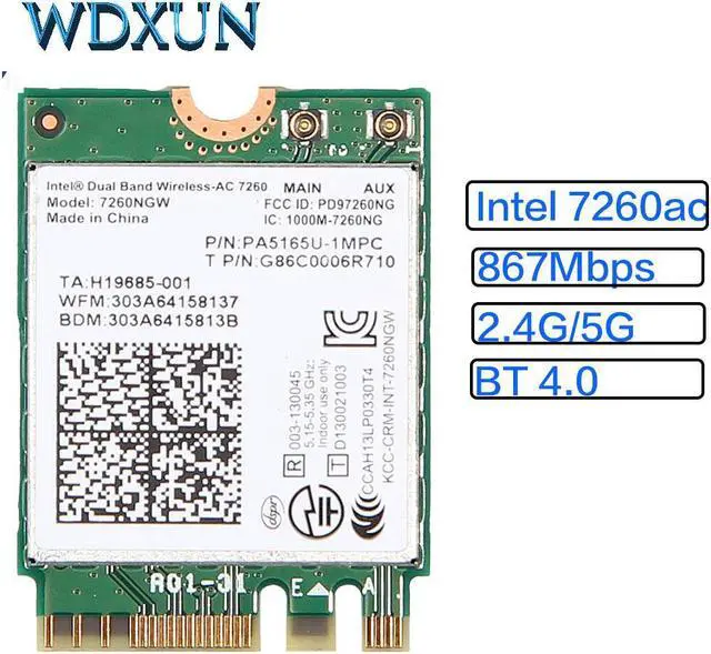 Alt view image 2 of 4 - Dual Band AC 7260 7260NGW 7260ac NGFF 2x2 WIFI 802.11ac 867 Mbps Wi-Fi + Bluetooth 4.0 Wireless Card network card wifi