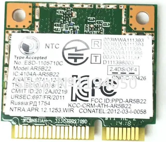 Alt view image 4 of 4 - Killer N1202 SAR9462 AR5B22 WiFi card 802.11 ah / not / a / you 300Mbps + Bluetooth4.0 WLAN Y400 Y500 Y510PS210 S215 U330 U430