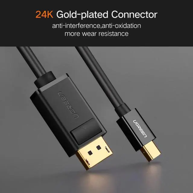 Alt view image 4 of 7 - Ugreen MD105 1.5m 4K HD Thunderbolt Mini Display Port to DisplayPort Converter Cable