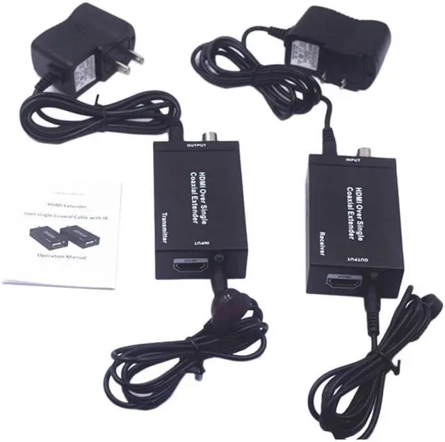 Alt view image 4 of 6 - NK-C100IR 1080P HDMI Over Single Coaxial Extender (Transmitter + Receiver) with IR Coaxial Cable, Signal Range up to 100m