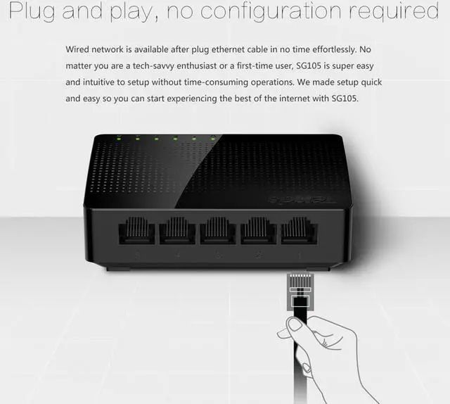 Alt view image 4 of 7 - Tenda SG105 Mini 5 Ports 1000Mpbs Fast Gigabit Ethernet Network Switch LAN HUB Desktop Switch