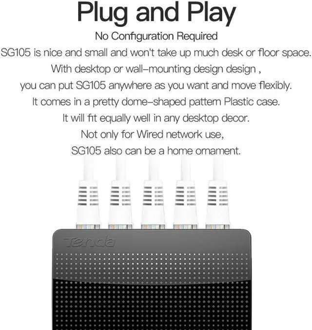 Alt view image 5 of 7 - Tenda SG105 Mini 5 Ports 1000Mpbs Fast Gigabit Ethernet Network Switch LAN HUB Desktop Switch
