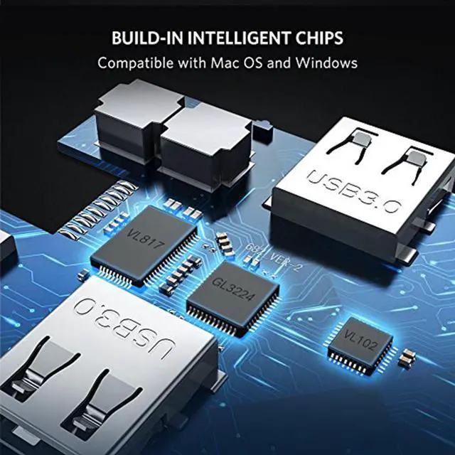 Alt view image 5 of 7 - UGREEN CM179 8 in 1 VGA & HDMI & Gigabit Ethernet Port & USB-C / Type-C Charging Port & 3 x USB3.0 & TF / SD Card Slot to USB-C / Type-C Male HUB Splitter Adapter, Total Length: 10cm