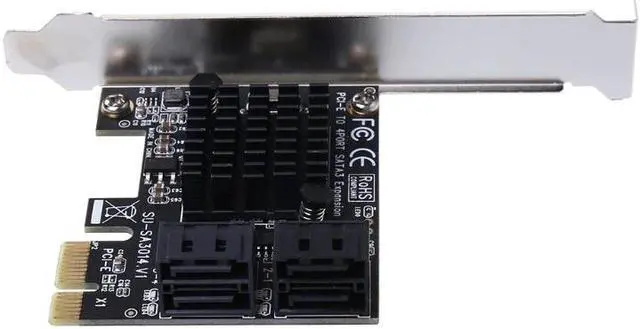 Alt view image 4 of 7 - PCI-E x1 to 4 Ports SATA3.0 6G High Speed Expansion SATA Controller Card Mining Card Miner Adapter Card SSD IPFS Mining Adapter Card Marvell 88SE9215 With High/Low Profile Bracket