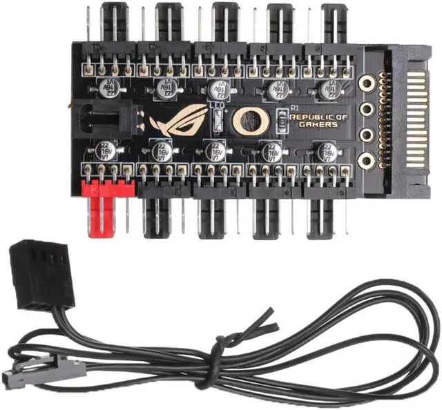 Alt view image 3 of 7 - Motherboard 1 to 10pin fan 4 Pin PWM Cooler Fan HUB Splitter Extension 12V Power Supply Socket PC Speed Controller Adapter SATA Power Supply