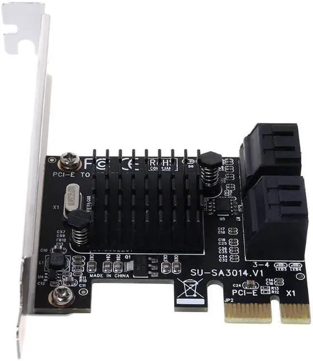 Alt view image 3 of 7 - PCI-E x1 to 4 Ports SATA3.0 6G High Speed Expansion SATA Controller Card Mining Card Miner Adapter Card SSD IPFS Mining Adapter Card Marvell 88SE9215 With High/Low Profile Bracket