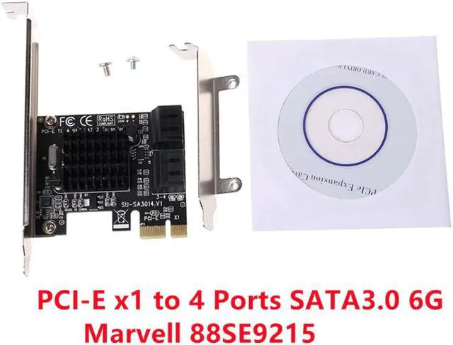 Main image of PCI-E x1 to 4 Ports SATA3.0 6G High Speed Expansion SATA Controller Card Mining Card Miner Adapter Card SSD IPFS Mining Adapter Card Marvell 88SE9215 With High/Low Profile Bracket