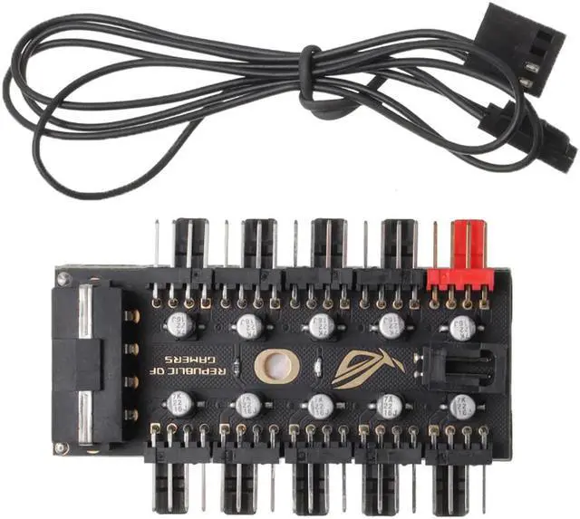 Alt view image 6 of 8 - Motherboard 1 to 10pin fan 4 Pin PWM Cooler Fan HUB Splitter Extension 12V Power Supply Socket PC Speed Controller Adapter Large 4D port power supply