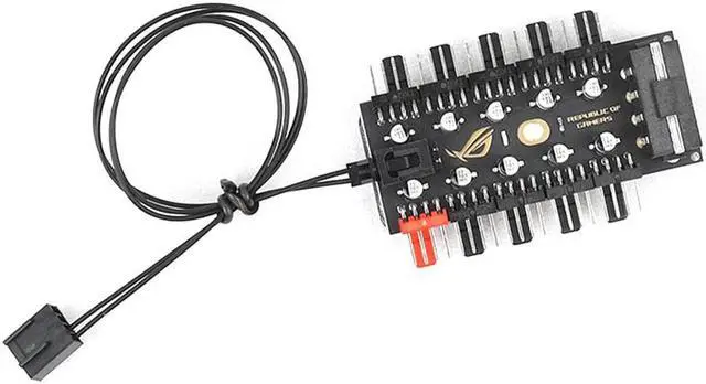 Alt view image 2 of 8 - Motherboard 1 to 10pin fan 4 Pin PWM Cooler Fan HUB Splitter Extension 12V Power Supply Socket PC Speed Controller Adapter Large 4D port power supply