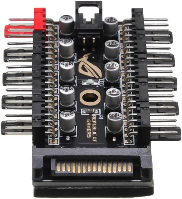 Alt view image 4 of 7 - Motherboard 1 to 10pin fan 4 Pin PWM Cooler Fan HUB Splitter Extension 12V Power Supply Socket PC Speed Controller Adapter SATA Power Supply