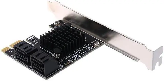 Alt view image 6 of 7 - PCI-E x1 to 4 Ports SATA3.0 6G High Speed Expansion SATA Controller Card Mining Card Miner Adapter Card SSD IPFS Mining Adapter Card Marvell 88SE9215 With High/Low Profile Bracket