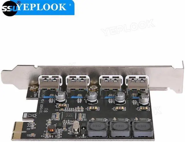 Alt view image 2 of 6 - 4 Ports USB3.0 PCIe Expansion Card PCI Express x1 x4 x8 x16 USB 3.0 Hub Controller Adapter 2A Power 5Gbps NEC720201 SSU U3V04S+