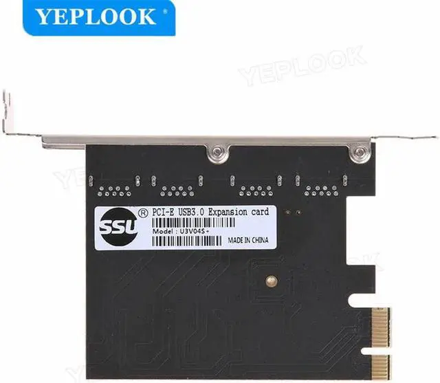 Alt view image 4 of 6 - 4 Ports USB3.0 PCIe Expansion Card PCI Express x1 x4 x8 x16 USB 3.0 Hub Controller Adapter 2A Power 5Gbps NEC720201 SSU U3V04S+