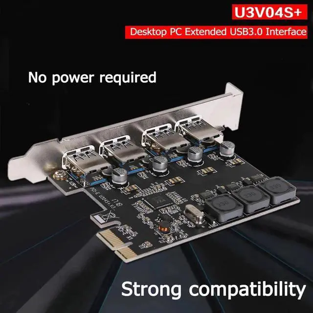 Alt view image 6 of 6 - 4 Ports USB3.0 PCIe Expansion Card PCI Express x1 x4 x8 x16 USB 3.0 Hub Controller Adapter 2A Power 5Gbps NEC720201 SSU U3V04S+