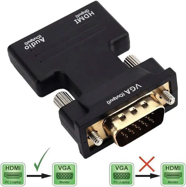 Alt view image 7 of 7 - HDMI Female to VGA Male & Audio Output Adapter for PC Laptop Macbook Projector