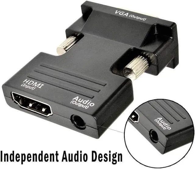 Alt view image 5 of 7 - HDMI Female to VGA Male & Audio Output Adapter for PC Laptop Macbook Projector