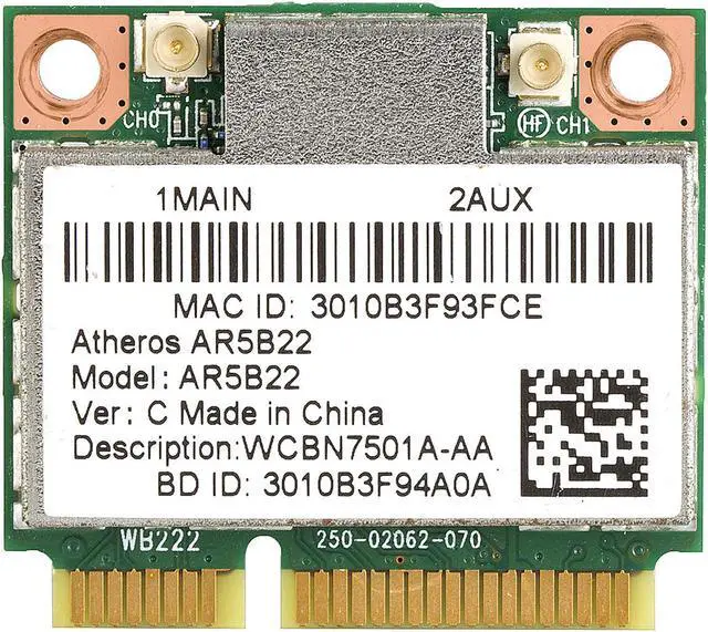 Main image of Atheros AR9462 AR5B22 WB222 WiFi Dual Band 2.4 & 5Ghz 300Mbps Bluetooth 4.0 Card