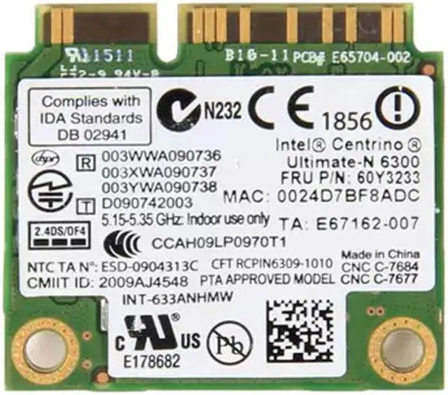 Alt view image 2 of 2 - Thinkpad T410 T420 X230 T430 T530 WiFi Card Intel Ultimate-N 6300 FRU 60Y3233