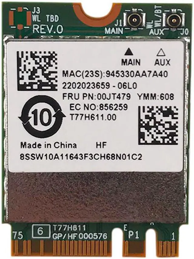 Main image of BCM94356 NGFF 802.11AC 867Mbps WIFI + Bluetooth 4.1 Wireless Card For Thinkpad L460 L560 P50S T460 T460S T460P T560 FRU 00JT479