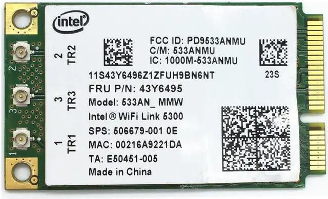 Alt view image 3 of 5 - For WiFi Link  Intel 5300 AGN 533AN_MMW Mini PCI-E Wireless Card 802.11a/b/g/n 2.4/5.0 GHz 450 Mbps for  X200 X200S X300
