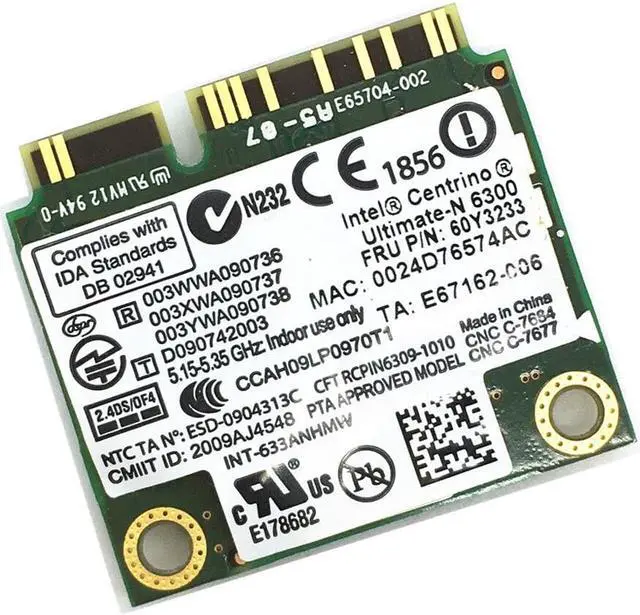 Alt view image 4 of 5 - For Ultimate-N Intel 6300 633ANHMW 6300AGN half Mini PCI-E 2.4G/5GHZ Wireless card for X230 X220 T410 T420 FRU 60Y3233