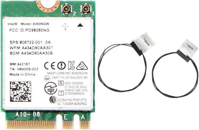 Alt view image 3 of 3 - With Antennas+Dual Band Wireless-AC 8260 NGFF 802.11ac intel 8260NGW Wifi 867Mbps 2.4G/5GHz 802.11a/b/g/n/ac Bluetooth 4.2 Card