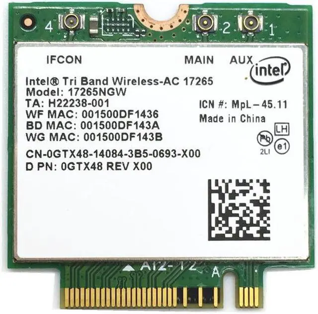 Main image of For Wireless-AC Intel 17265 17265NGW Wifi  867M Bluetooth BT 4.0 Dual Band NGFF Card