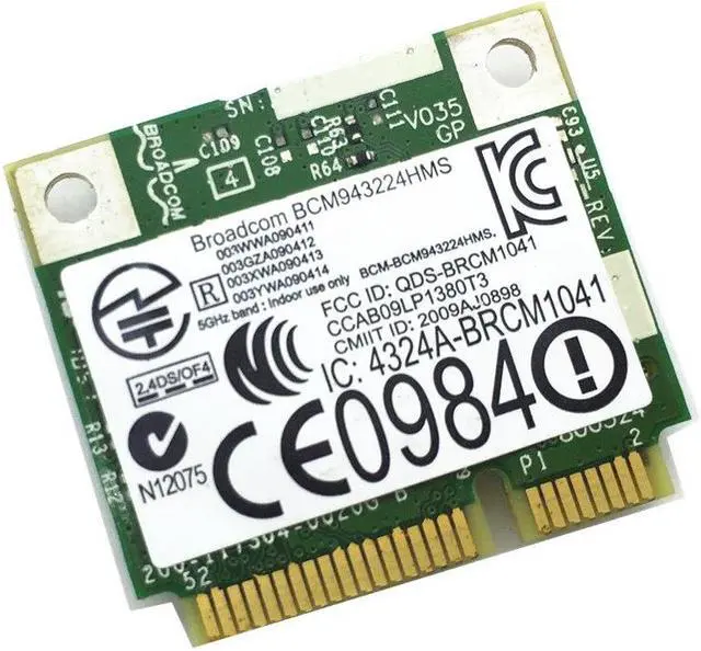 Alt view image 3 of 6 - Half MiniPCI-E Card 300Mbps for DW1520 Wireless Card Broadcom BCM43224 BCM943224HMS