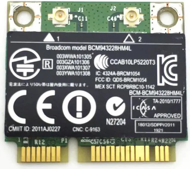 Main image of BCM943228HM4L BCM43228 300Mbps 2.4G/5GHZ 802.11 a/b/g/n half Mini PCI-E Wireless card for 8470P 8570W 2570P