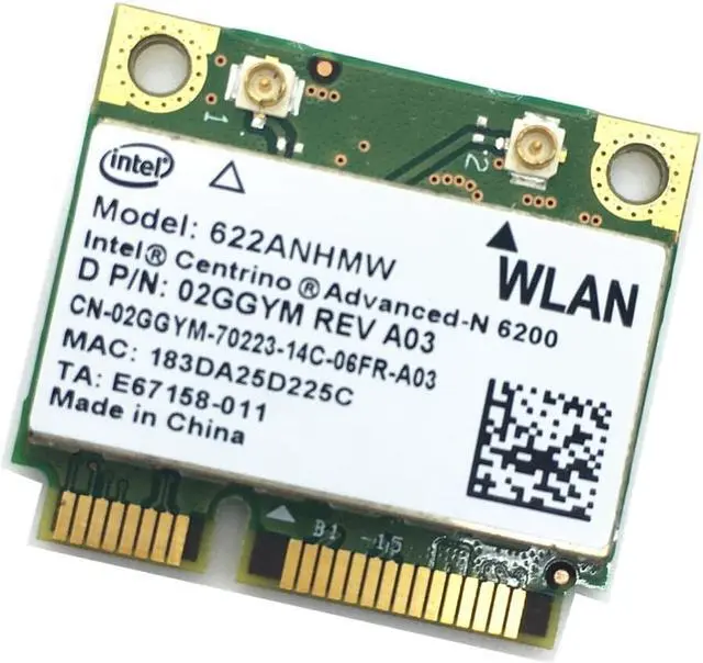 Alt view image 3 of 4 - For Advanced-N Intel 6200 622ANHMW Dual Band (2.4 GHz and 5 GHz) 2x2 MINI PCI-E 300Mbps card