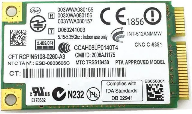 Alt view image 2 of 5 - For wireless WiFi Link Intel 5100 512AN_MMW Mini PCI-E  card 300Mbps 802.11a/g/n 512AN_MMW 480985-001 DV4 DV5 6930p 8530p