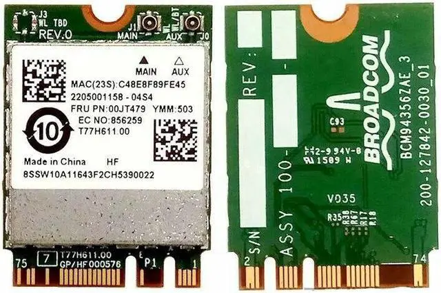 Alt view image 3 of 4 - BCM94356 NGFF 802.11AC 867Mbps WIFI + Bluetooth 4.1 Wireless Card For Thinkpad L460 L560 P50S T460 T460S T460P T560 FRU 00JT479